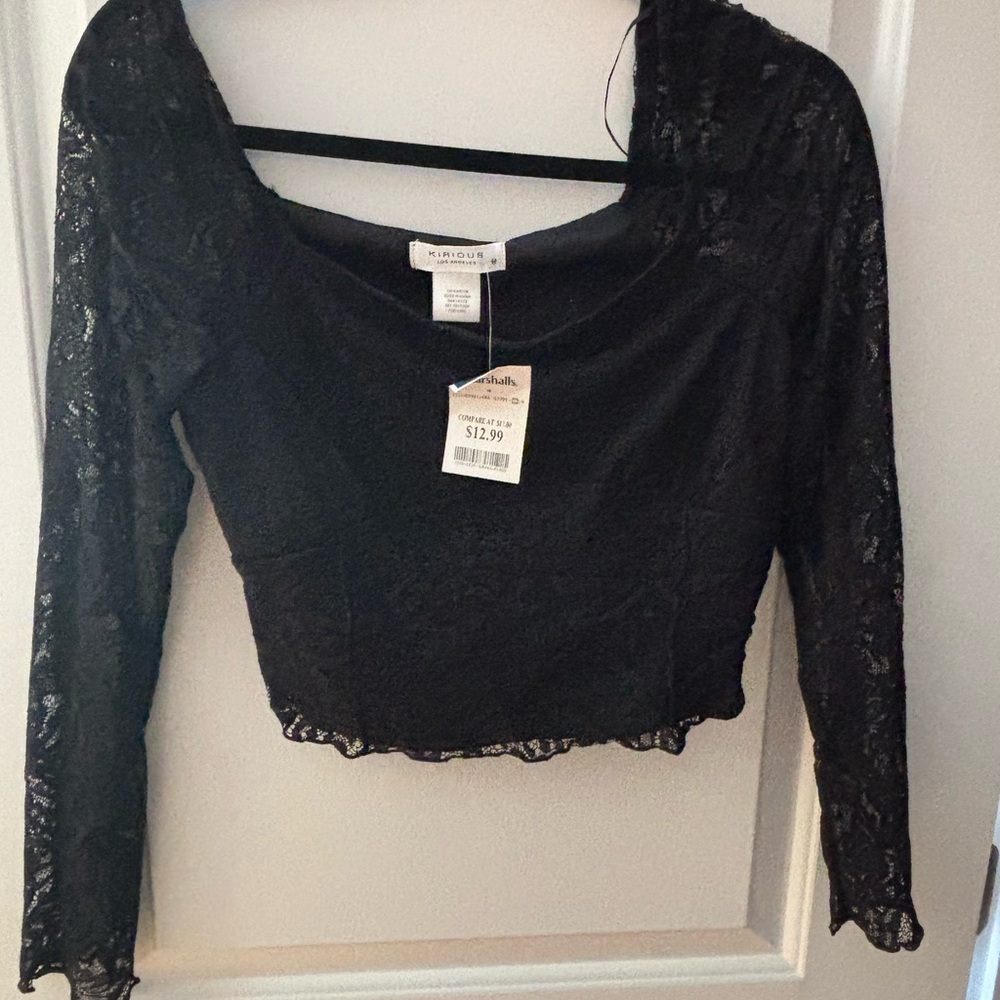 Crop Black Lace Blouse